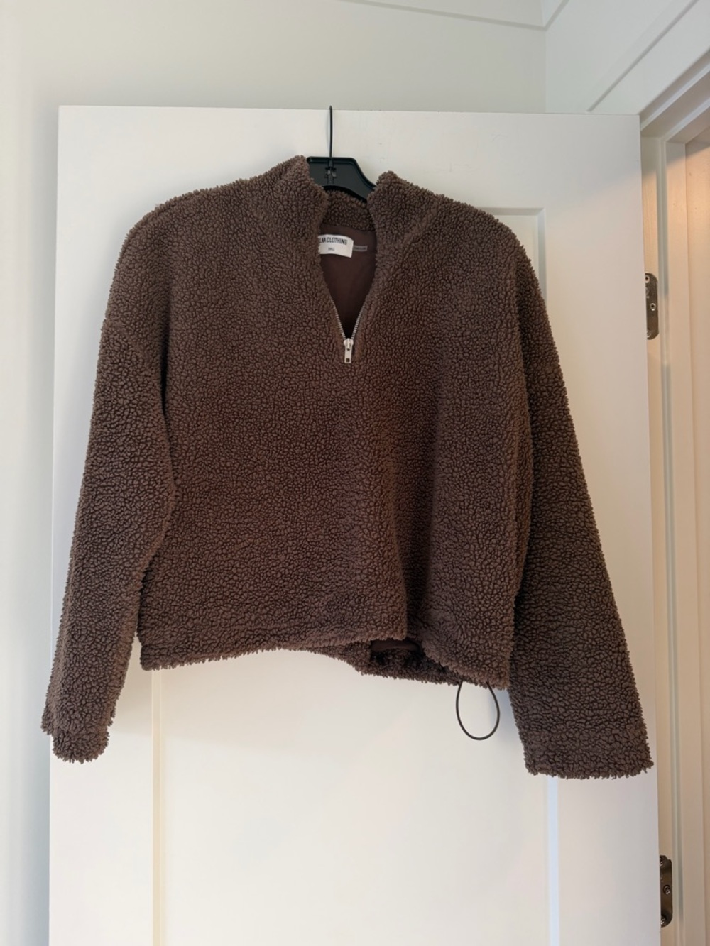 LNA Chocolate Brown Half-Zip Sherpa Pullover